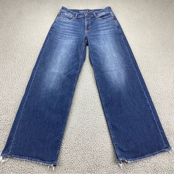 American Eagle Women's Low-Rise Baggy Wide Leg Jeans  |  Size:  6 Long - Picture 1 of 14